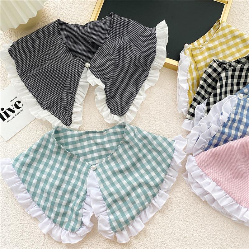 Клетчатый воротник в горошек, шарф для женщин, шейный платок, шарфы, рубашки, съемные воротники, блузки, свитера, шали, украшения, аксессуары