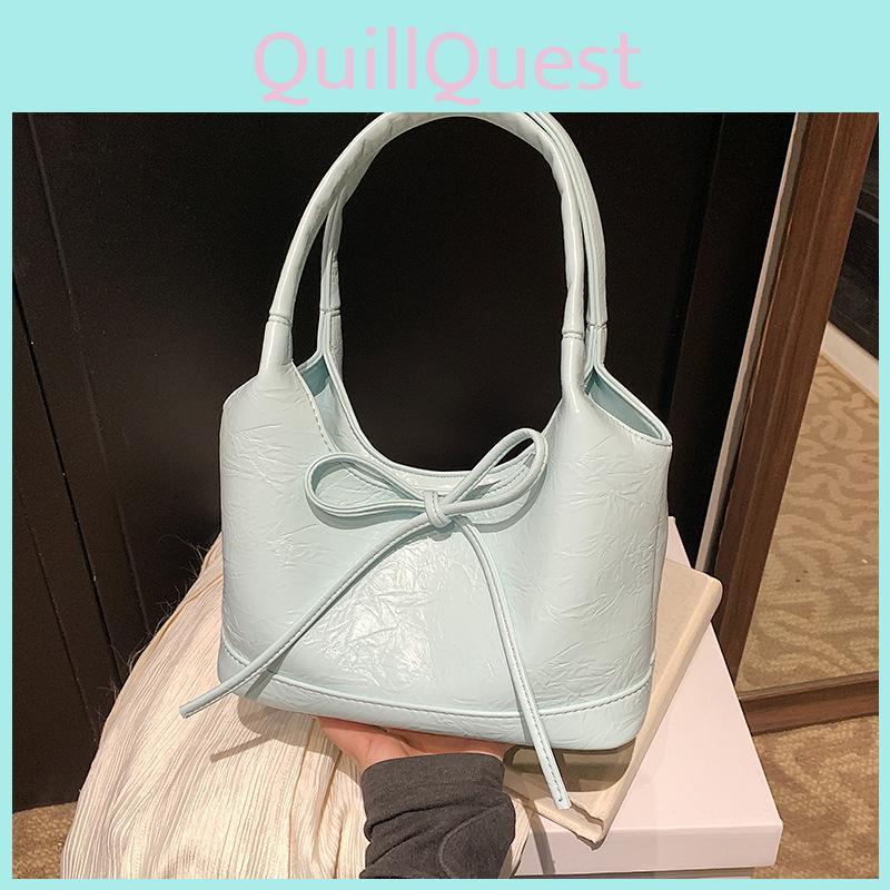 Color Solid Bow Light Soft Crossbody Bag Polyester Lining Casual Day Bags Travel