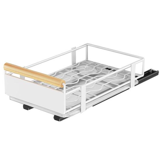 Полка для хранения чаш и блюд Большая вместимость с клейкой направляющей Выдвижной выдвижной ящик Органайзер для шкафа Съемная дренажная пластина Выдвижная выдвижная панель для тяжелых условий эксплуатации