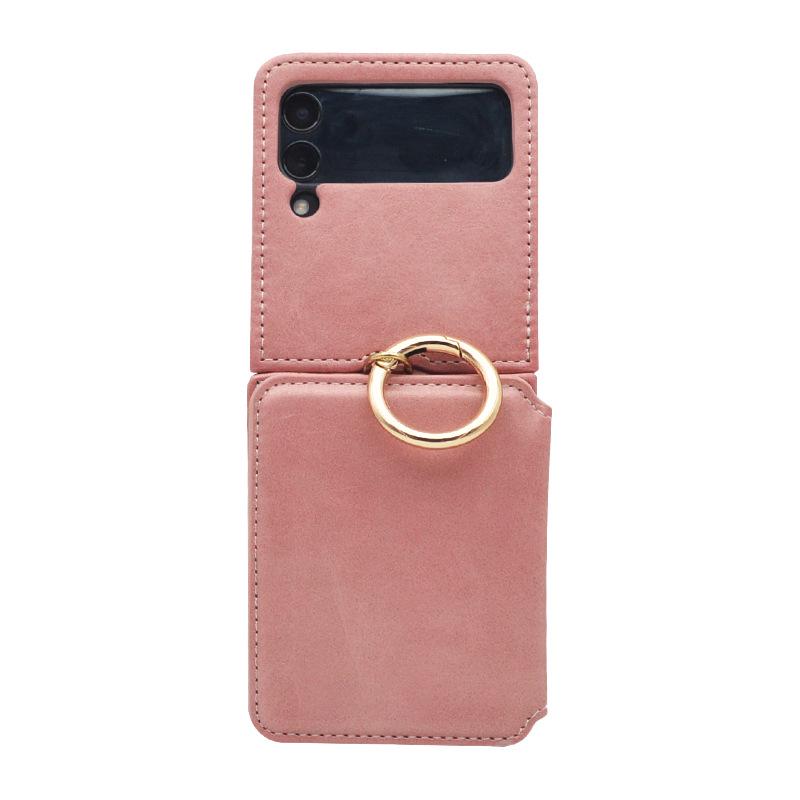 "Кожаный чехол для Samsung Z Flip 4/5 с отделением для карт и подставкой, с тиснением под теленка"