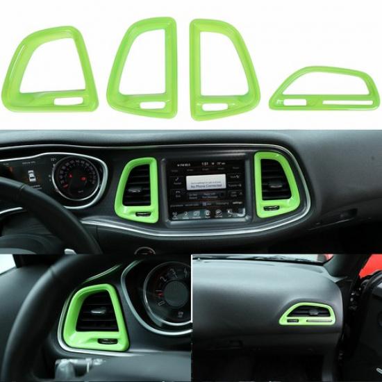 Center Console Air Vent Outlet Frame Decor Trim for Dodge Challenger 15-21 Green