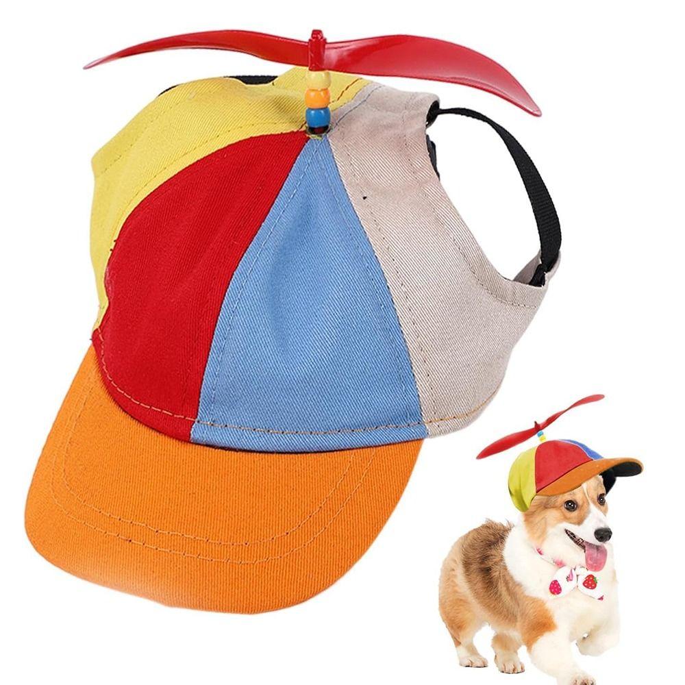 Detachable Pet Propeller Hat Sunproof Dogs Helicopter Top Hat Colorful Dog Baseball Cap Outdoor