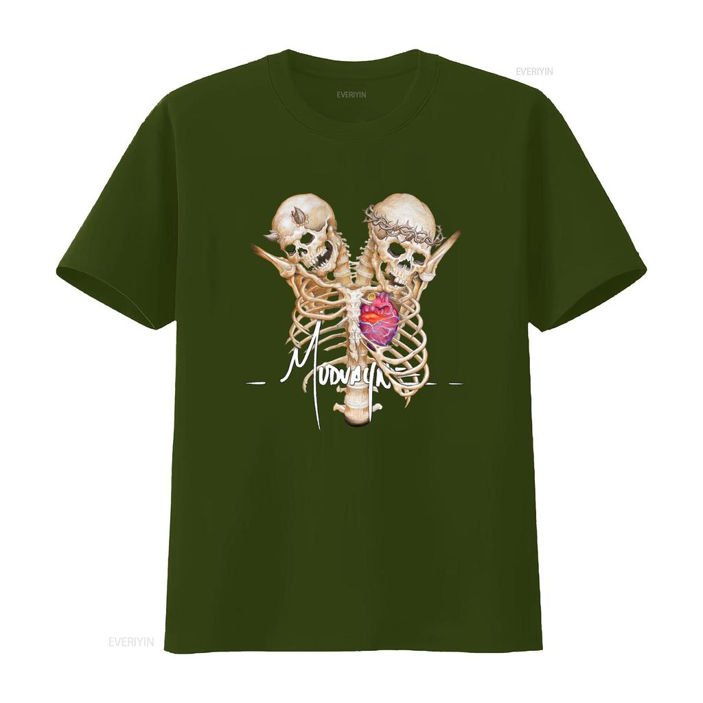 Vintage Style Mudvayne Skull Logo T Shirt Unique Gothic Design With Heart Print For Fashion Forward Individuals Vintage Washed
