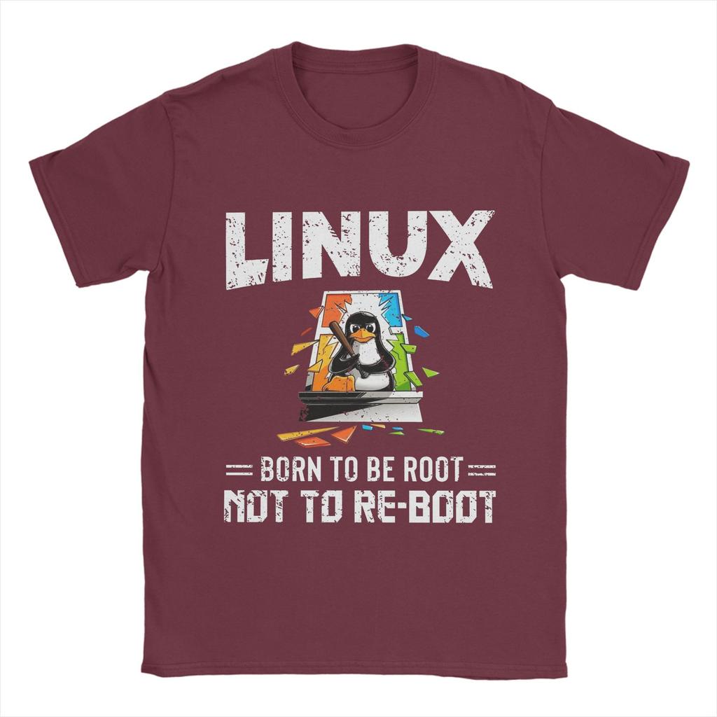 Men T-Shirts Linux Windows Vintage Cotton Tees Short Sleeve T Shirt Crew Neck Tops 4XL 5XL
