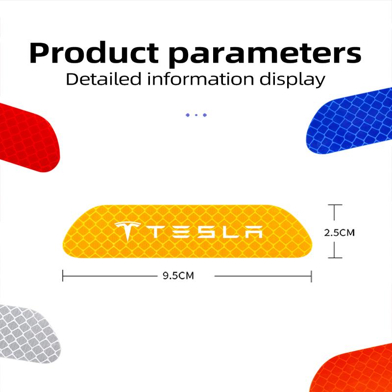 AEQTV1 4Pcs Reflective Mark Decal Car Door Safety Warning Sticker For Tesla Model 3 Y S X Cybertruck Juguete Roadster Coil Bonina