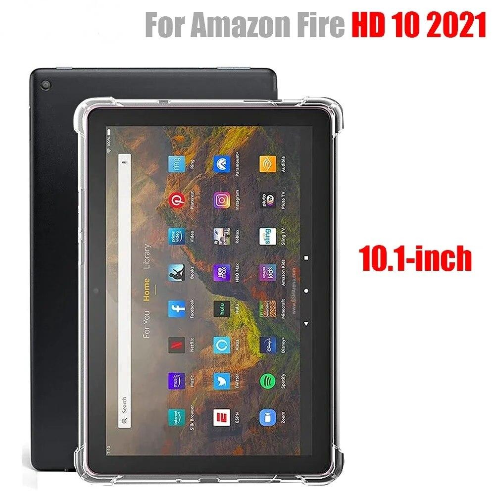 Tablet Case for Kindle Fire HD 10 2021 10.1" Silicone Soft Shell Airbag Cover Transparent Protection Ebook TPU Convenient