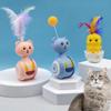 Cat Tumbler Swing Toys Interactive Feather Pet Bumbler Funny Toy Cat Rolling Teaser Balance Feather Wand Toys Rotating Ball