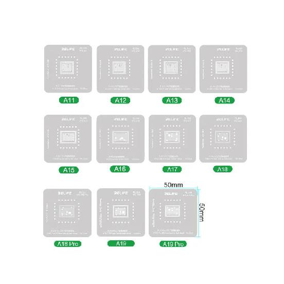 RELIFE RL-601MA Universal CPU Reballing Stencil Platform For iPhone A11-A19 IC Chip Planting Tin Template Fix