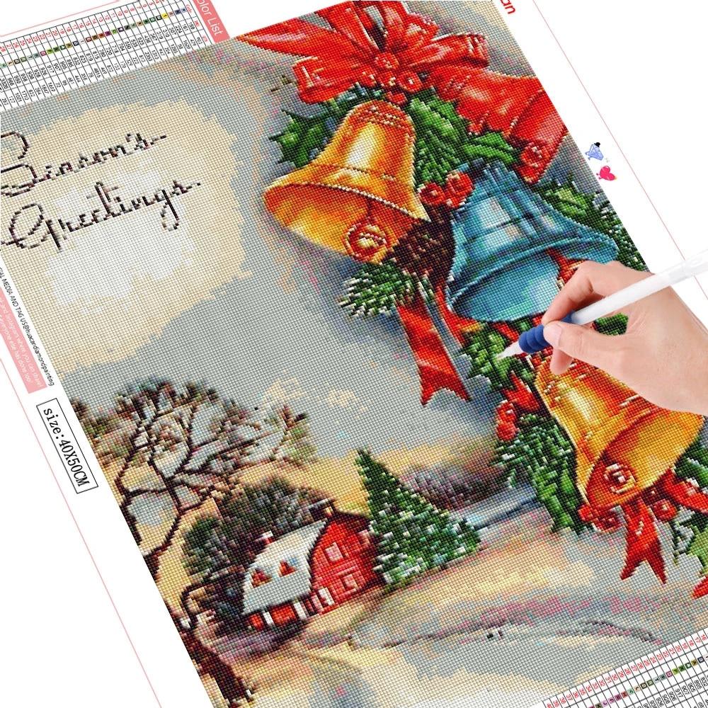 Diamond Painting Christmas Bell Diamond Embroidery Cross Stitch Winter Landscape Handicraft Home Decoration