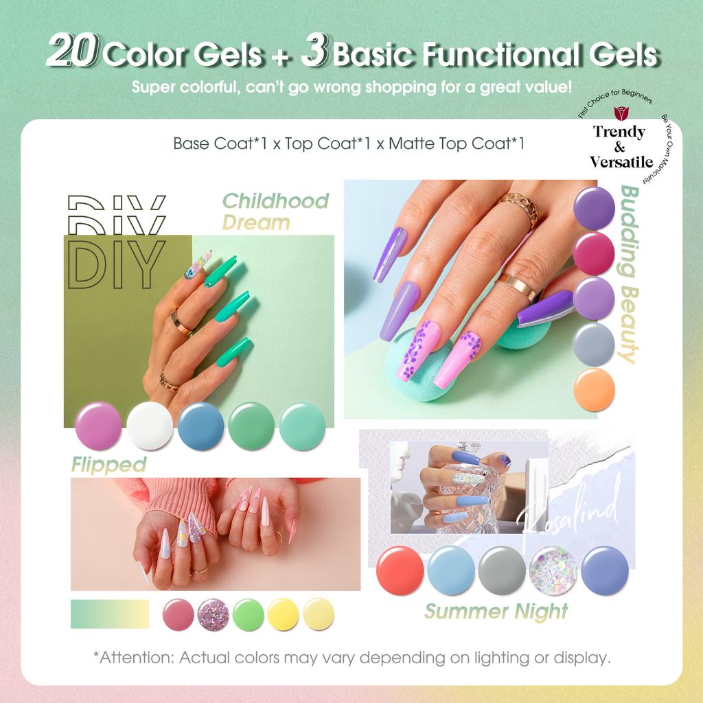 ROSALIND черная стеклянная бутылка, 23 шт., гель-лак для ногтей, летняя блестящая серия, гибридный гель-лак, долговечный базовый верхний слой, гель