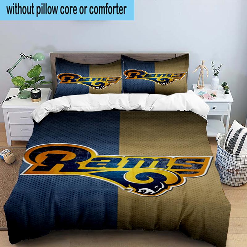 Los Angeles Rams Design 3PCS Bedding Set 2D Printing (Includes 1 Duvet Cover + 2 Pillowcases Coreless), Bedroom decor,Fan gift