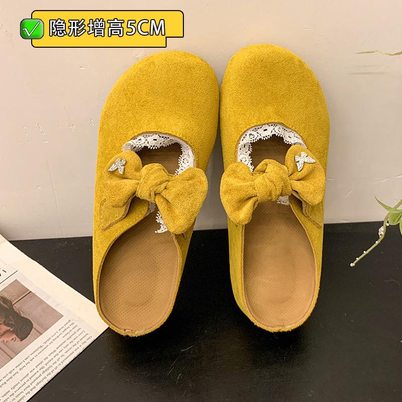 Retro Bow Bag Head Half Slippers Spring and Summer New French Lazy One Pedal Casual Girls Outer Slippers