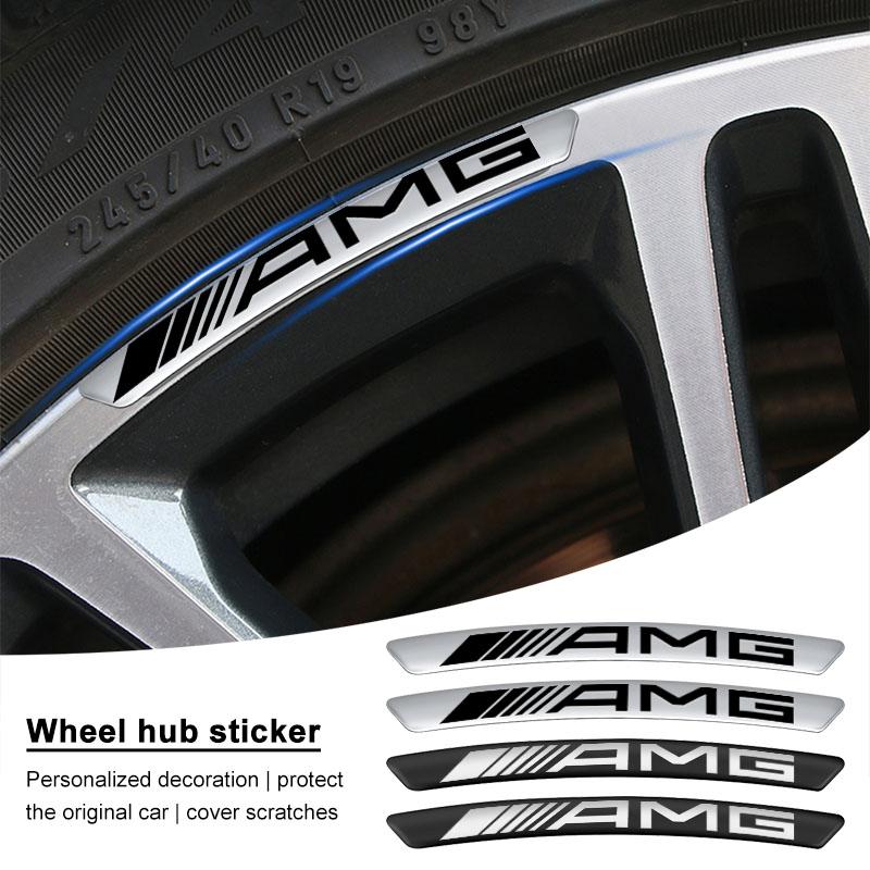 4Pcs Auto Wheel Hub Badge Tire Rim Stickers Accessories For Mercedes-Benz AMG C500 C200 C300 A B C E GLA CLA GLK GL ML GLE W204 W205 W203 W211 W212
