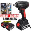 288VF 1/2Inch 520NM Max Brushless Impact Wrench Electric Wrench Power Tool with 2 Battery