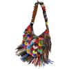Женская сумка Цветная бахрома из овчины Сумка через плечо Сумка Стиль Кожаная сращивание листьев Сумка