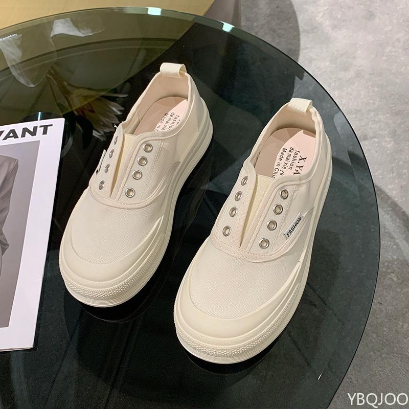 Модная повседневная ленивая парусиновая обувь для женщин, весна-осень, новая, на плоской подошве, повседневная, простая, универсальная, дышащая, обувь для скейтборда