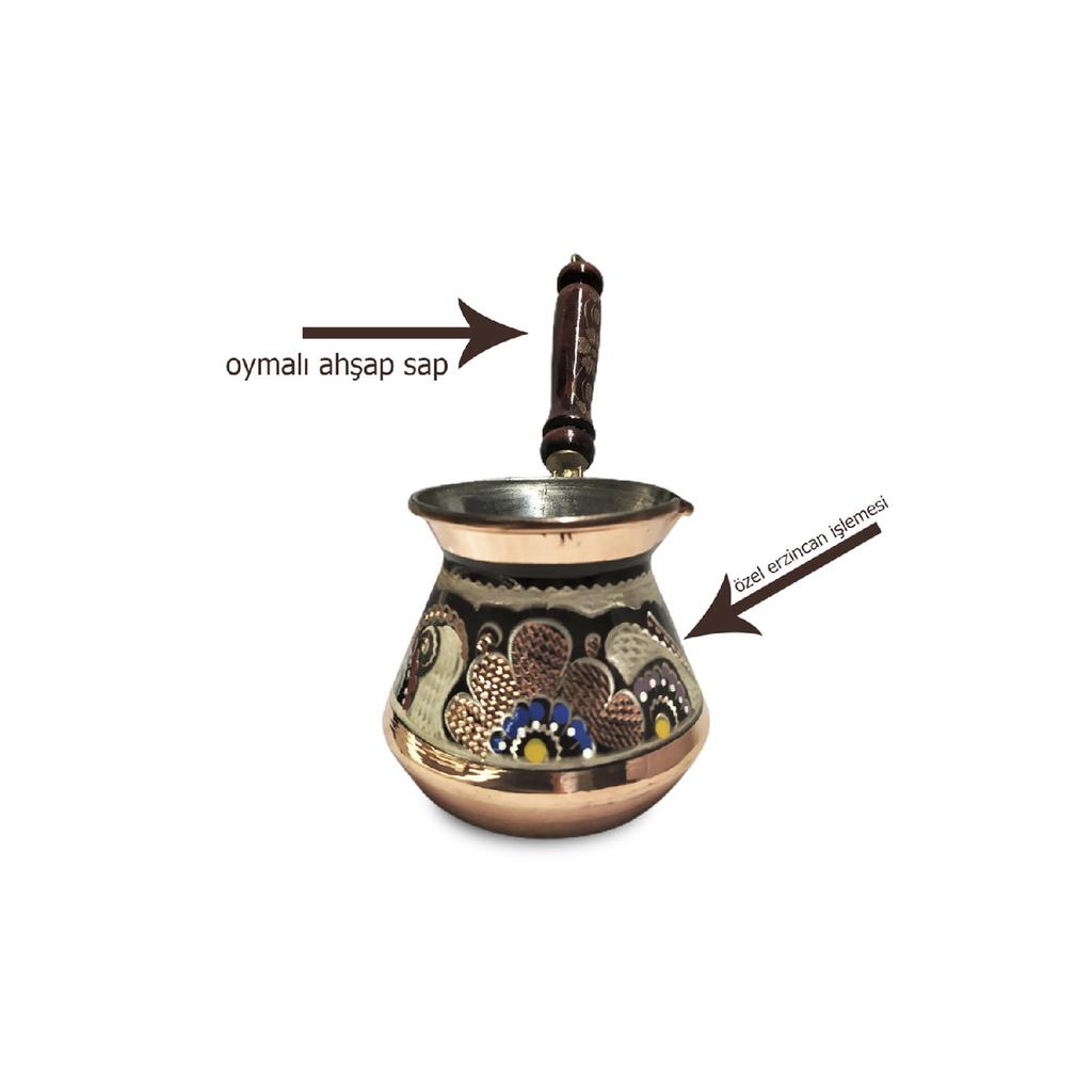 3 Piece Copper Coffee Pot Set Special Erzincan Embroidered