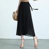 Women One-piece Skirt Chiffon Wrap Summer High Waist Show Thin Sweet Lady Midi Seaside Ruffled Wrap Skirts