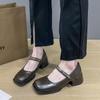 Fashion Retro Woman Shoes Autumn Female Footwear Square Toe Comfortable Fall Summer Dress New Pumps High Mary Janes Square Toe Shoes
