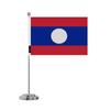 Drapeau De Bureau - Laos - 14 X 21 Cm - Polyester - Impression Recto/verso - Acier Inoxydable