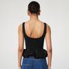 Square Neck Tank Tops For Women Sleeveless Backless Crop Top With Peplum Bubble Hem Summer Top Black White