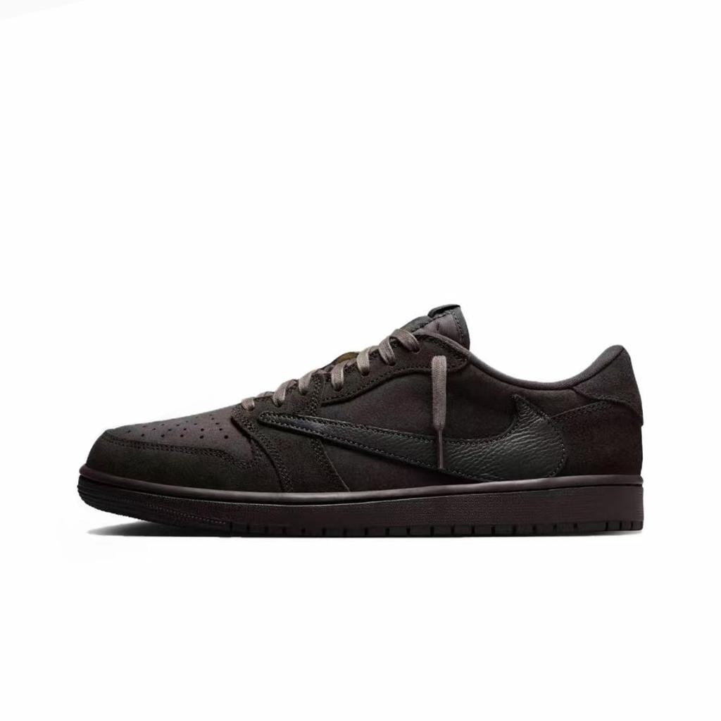 Travis Scott x Jordan Air Jordan 1 Cushioning Slip Resistant Low top Vintage Basketball Shoes Unisex Pink Brown DM7866-202(Team-)