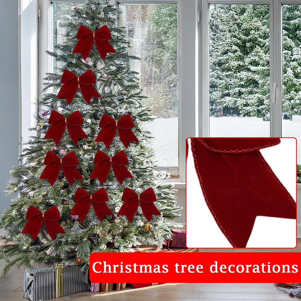 12 шт. Рождественские украшения-банты, Тканевые рождественские венки на елку, Декоративные украшения-банты, Подвесные украшения