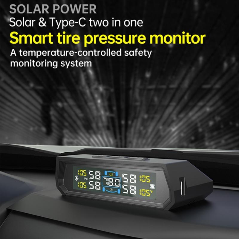 TPMS на солнечных батареях со встроенными датчиками для мониторинга давления и температуры в шинах в реальном времени для автомобилей и мотоциклов