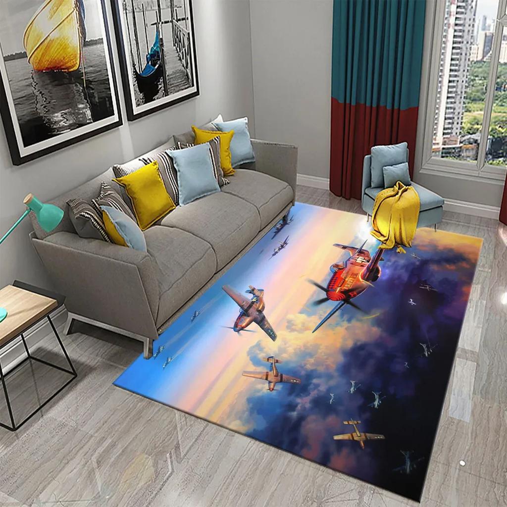3D Красочный Ковер-картина маслом с самолетом для декора гостиной, спальни, коврики для ванной, кухни, нескользящий коврик для пола, ковры для домашнего декора