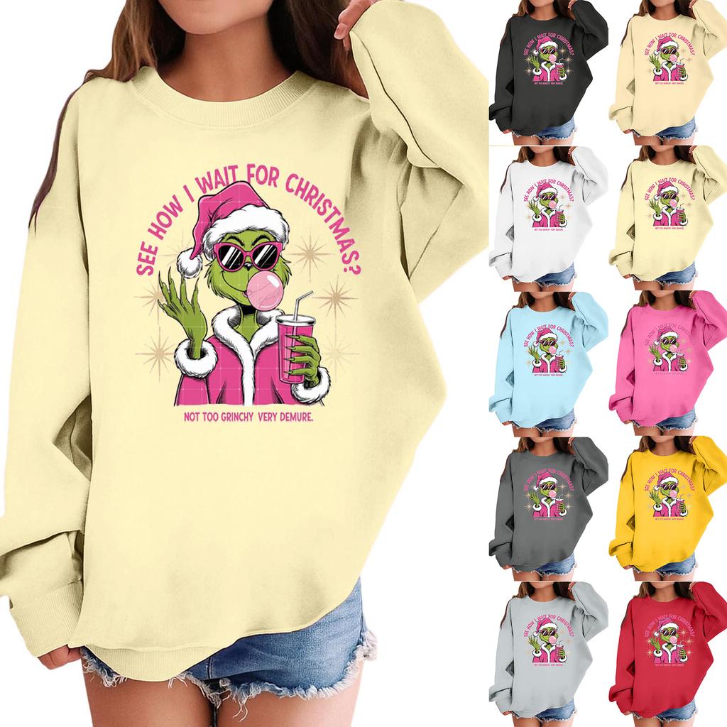 Children's Fashionable Casual Long-sleeved Loose Christmas Print Pullover Hooded Sweatshirt