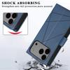 For iPhone 17 Pro Max Phone Case Line Imprint Leather Wallet Cover with Wrist Strap
