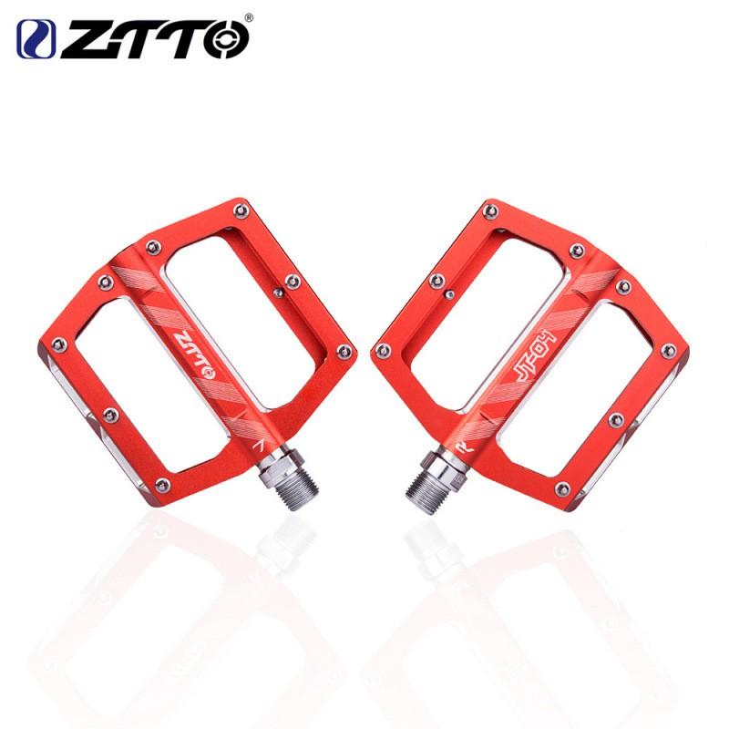 Aluminum Bicycle Pedals With Chromoly Steel Axle Mountain Road Bikes JT04 Black Red
