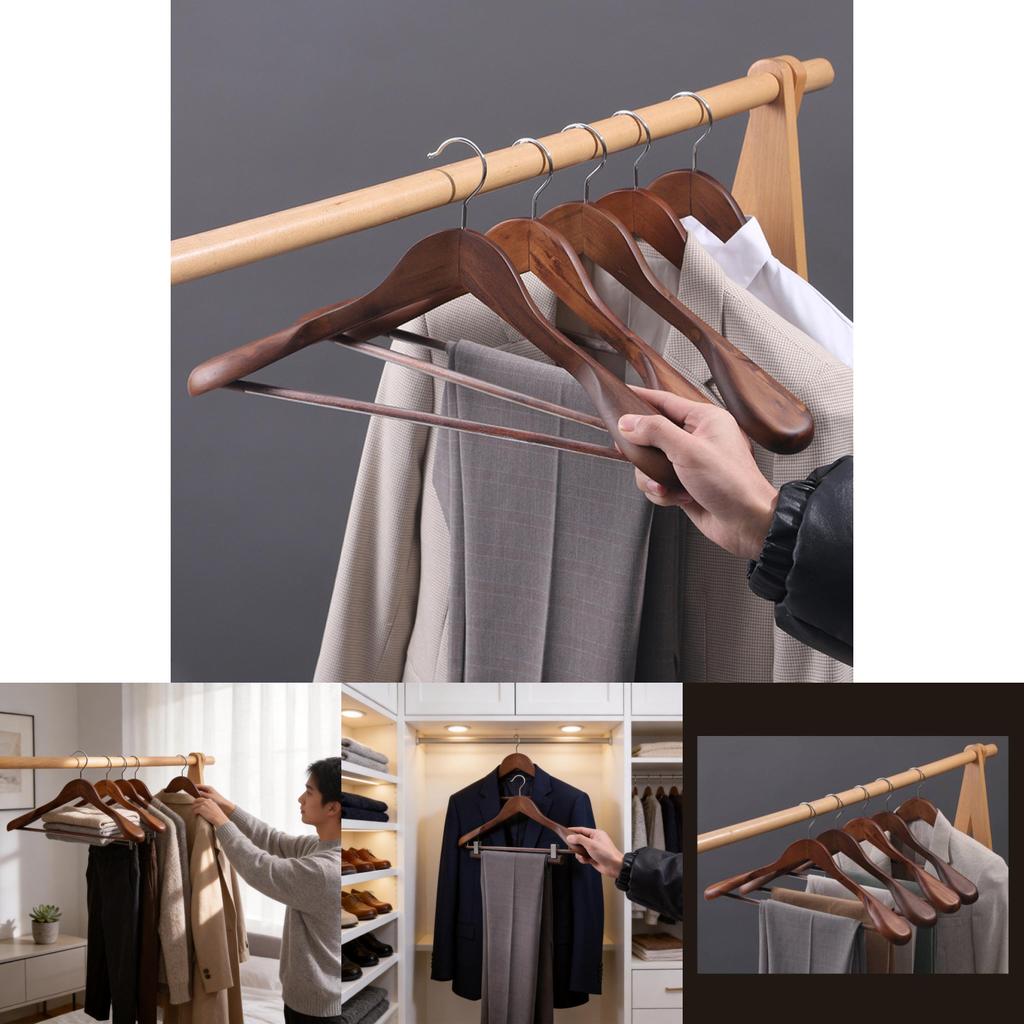 Wooden Coat Hanger With Shoulder Support For Home And Retail Use