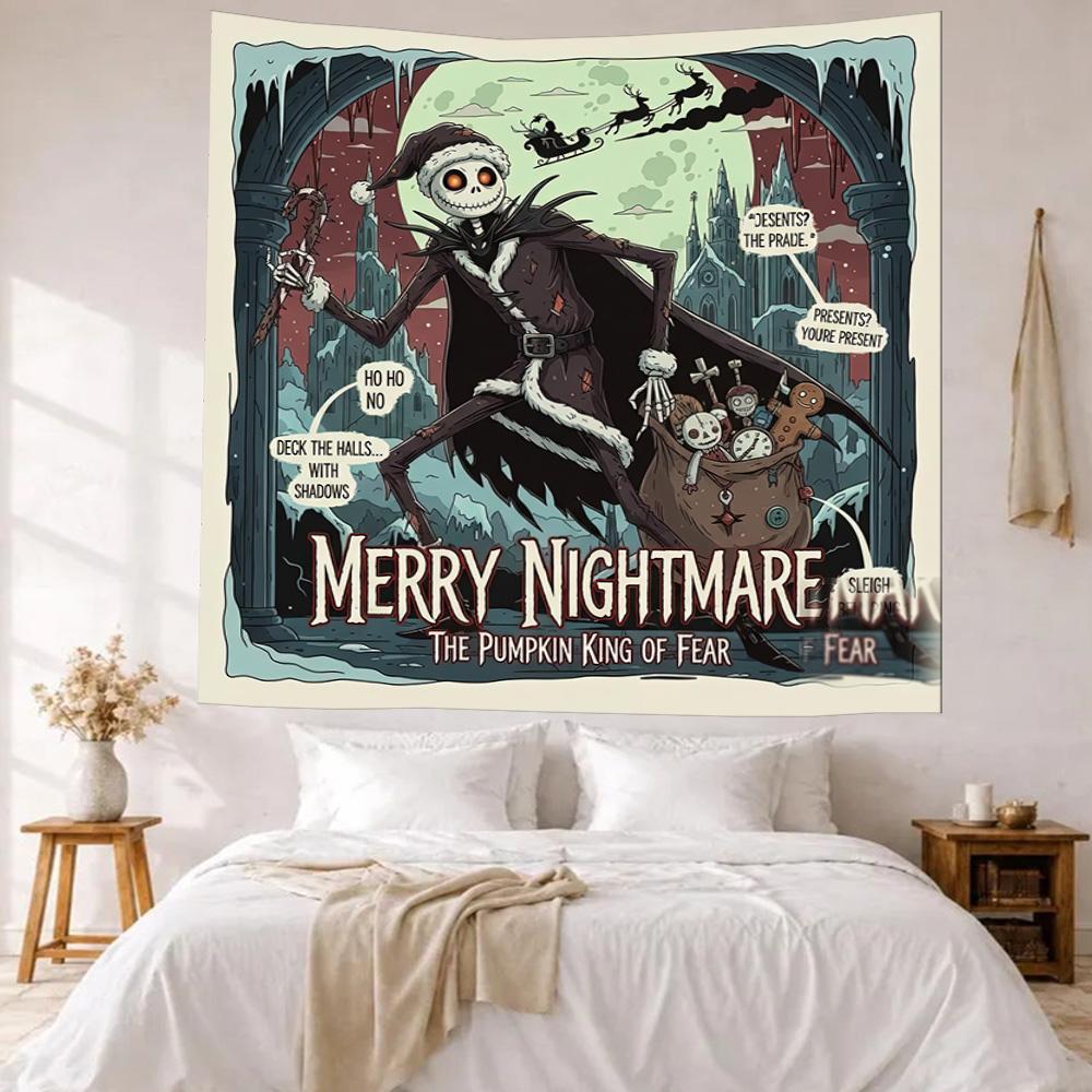 Christmas Nightmare Wall Decor Tapestry Art For Pet Memorial Birthdaywedding Party Backdrop Family Gift