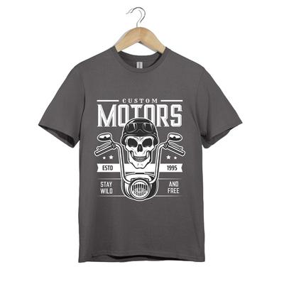 Футболка с принтом Custom Motors Череп – Оставайся диким и свободным Графическая футболка для байкера Гонщика