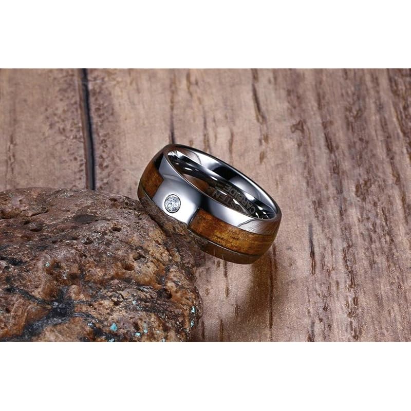 [Rockyu] кольцо мужское кольцо Нет. 21 вольфрамовое дерево один цирконий Долговечность ширина 8 мм