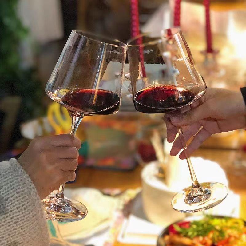 Набор квадратных бокалов для бургундского вина 450 мл - Роскошные хрустальные бокалы, Современные бокалы на ножке для домашнего бара и элегантных званых ужинов