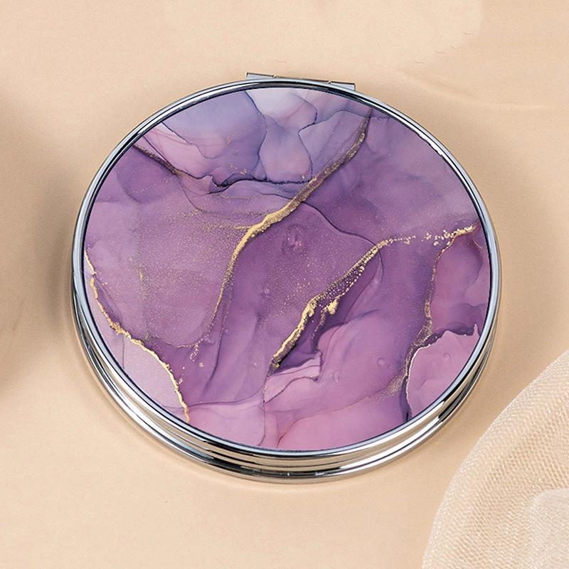 Винтажное ручное мини-компактное зеркало для макияжа с полосатым узором, портативное, зеленое/фиолетовое/синее, зеркало для сумки