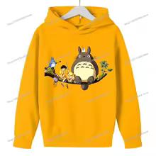 Тоторо Худи с капюшоном для детей Аниме Мультфильм с принтом Модная толстовка Мальчики Девочки Осень Хип-хоп Худи Детская одежда подарки