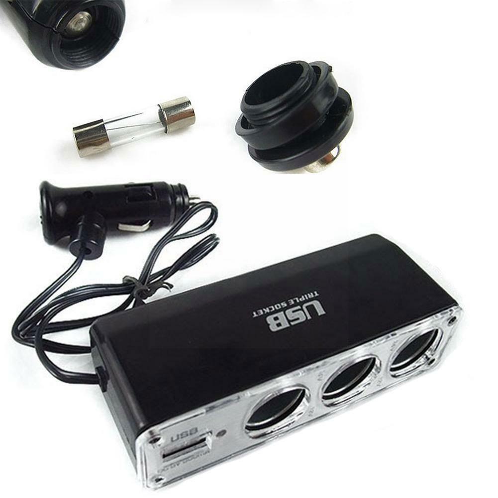 Тройной разветвитель прикуривателя с USB-портом, штекер с зарядным устройством 12 В/24 В, адаптер для зарядки, тройное автомобильное зарядное устройство USB