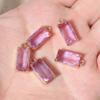 Rectangle Light Purple Synthetic Crystal Copper Charms, Golden Plated DIY Pendants for Earring Necklace Craft Making