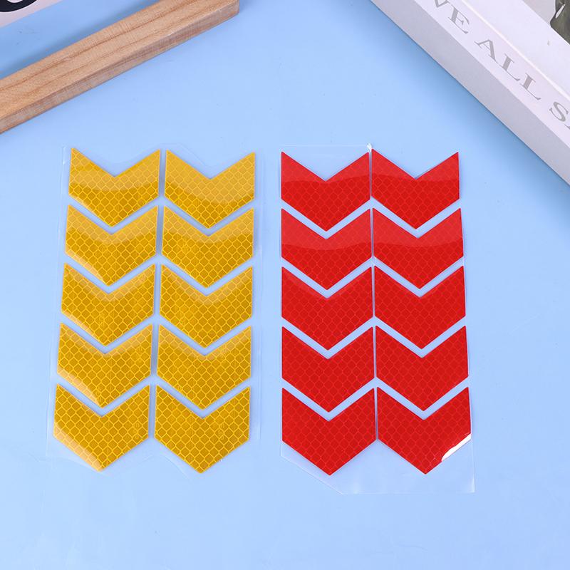 10 шт./комплект Светоотражающая лента-знак стрелки Предупреждающий стикер безопасности для бампера автомобиля, багажника, отражателя, лента-предупреждение, аксессуары для мотоцикла