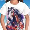 Новая мультяшная футболка детская футболка с коротким рукавом свободная повседневная с рисунком лошади топы для девочек
