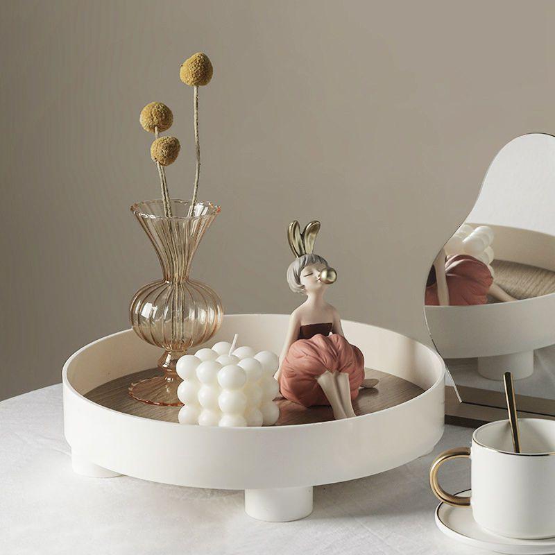 Современный круглый поднос, домашний декор, ваза, органайзер для хранения, декоративная коробка, настольный подсвечник для ароматерапии, офисный декор для рабочего стола
