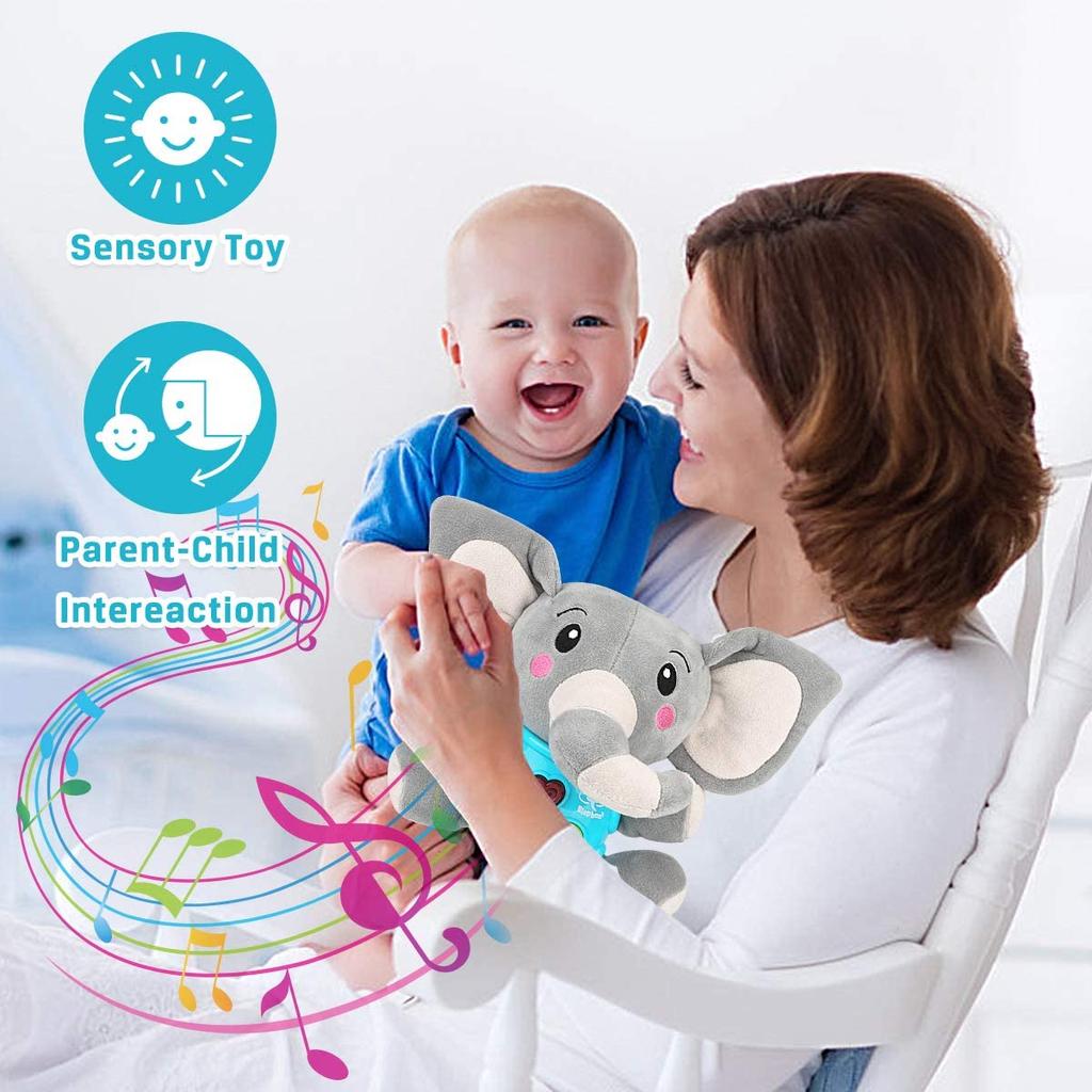 Plush Elephant Musical Baby Toys, Cute Plush Animal Glowing Baby Toys 0 To 36 Months Baby Boys and Girls Newborn Baby Musical Toys