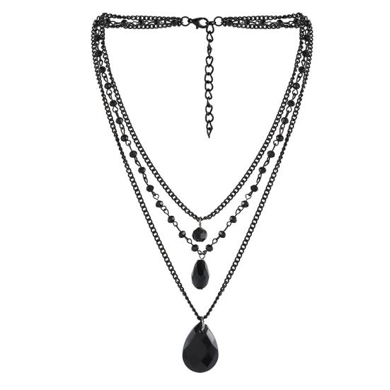 Готическое ожерелье женское ожерелье на Хэллоуин кулон в виде черной луны с многослойными металлическими цепочками бусинами ожерелье-чокер с летучей мышью для костюма для косплея