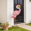 Pink Flamingo Garden Statue, Metal Bird Sculpture, 28 x 19 x 83 cm, Red