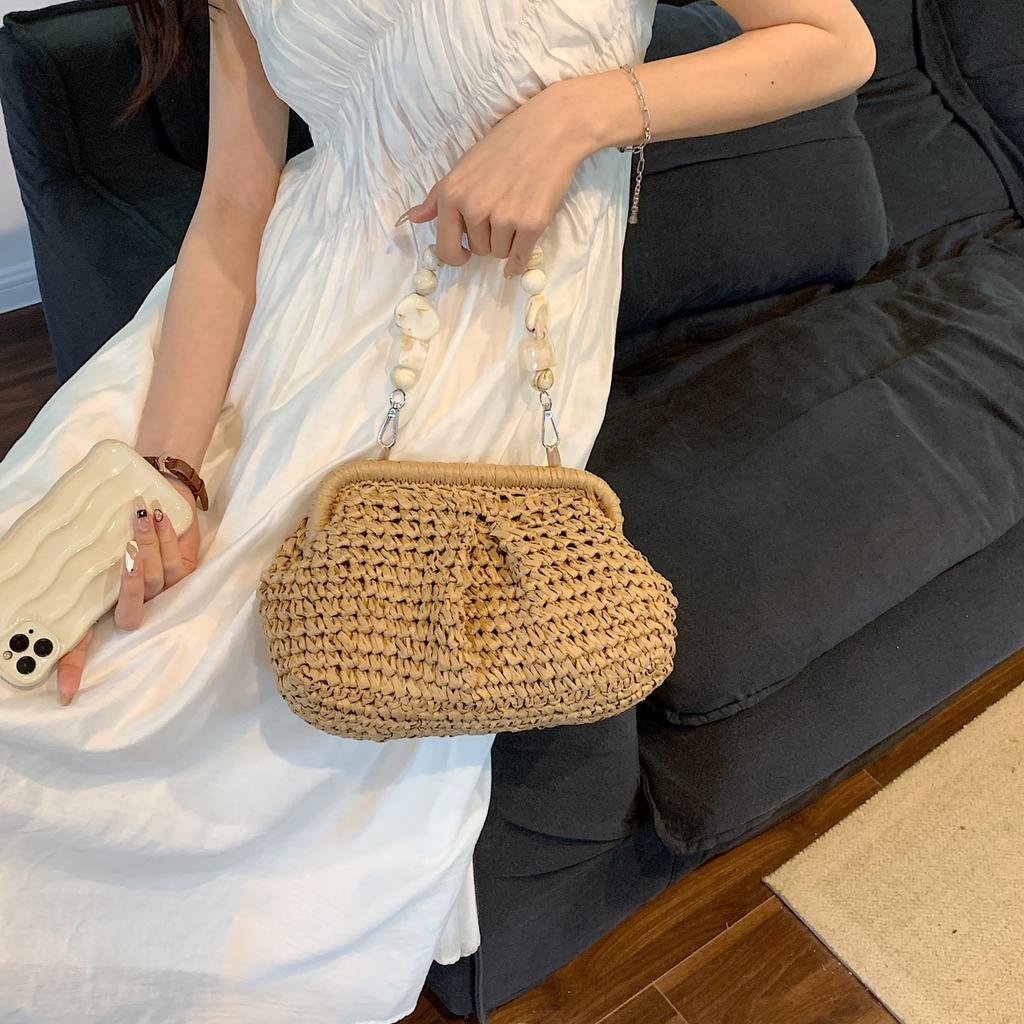 Small Straw Underarm Bags for Women 2024 Summer Crossbody Bags Lady Travel Purses and Handbags Female Shoulder Bag