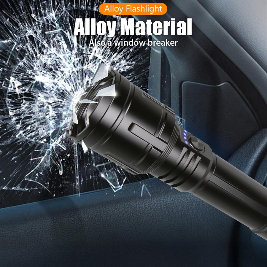 1000 Лм Яркий Перезаряжаемый Фонарик - Для улицы, С зумом, Алюминиевый сплав, Высокая мощность, Зажигалка для кемпинга, пеших прогулок, экстренных ситуаций