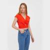 Red Chest Knot Crop Top Woman